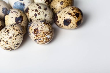 Bıldırcın yumurtaları beyaz arka planda izole edilir.