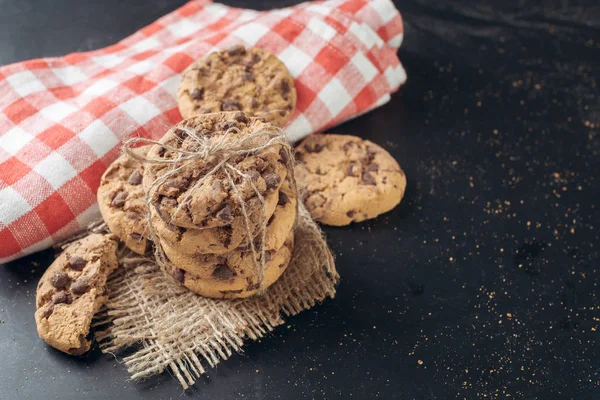 Chocolade Koekjes Tafel Met Kopie Ruimte — Stockfoto