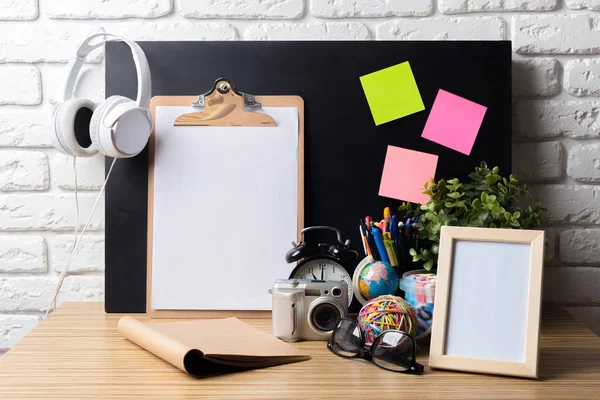 Mesa Oficina Sobre Fondo Primer Plano — Foto de Stock