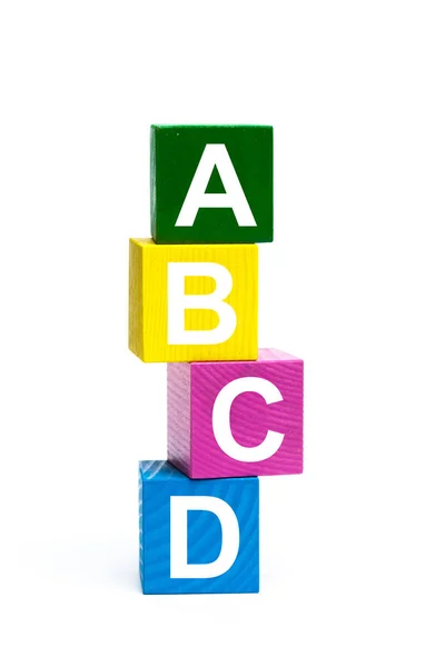 Wooden Toy Cubes Letters Abcd — Stock Photo, Image