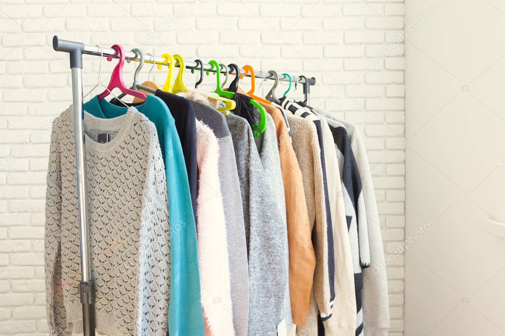 Clothing rack with colorful clothes
