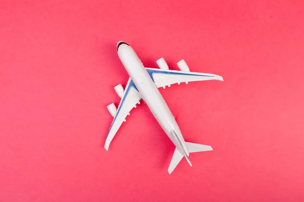 Plano Modelo Avião Fundo Cor Pastel Projeto Configuração Lisa — Fotografia de Stock