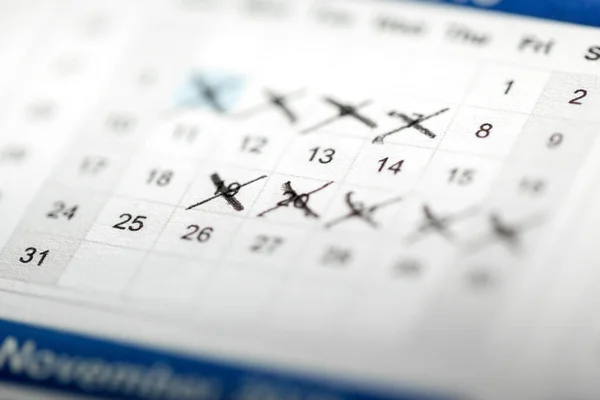 Closeup Dates Calendar Page — Stock Photo, Image