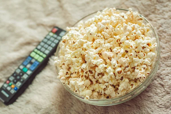 Popcorn Glasschale — Stockfoto