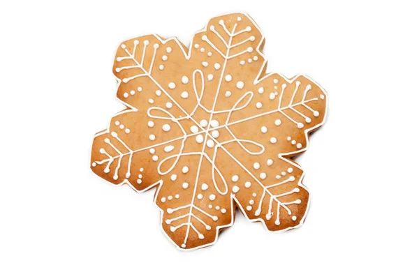 Kerst Zelfgemaakte Peperkoek Cookie Geïsoleerd Witte Achtergrond — Stockfoto