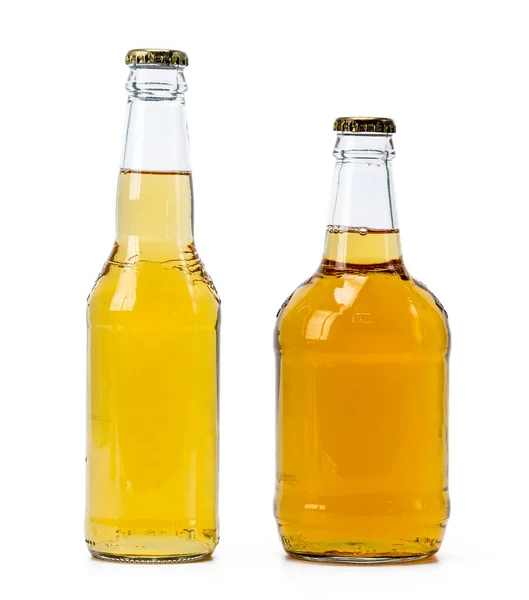 Pivní Láhve Izolované Bílém Pozadí — Stock fotografie