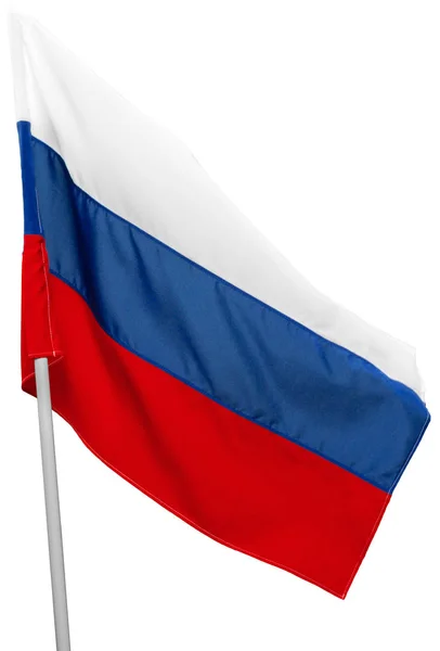 Russische Flagge Weht Auf Weißem Hintergrund — Stockfoto