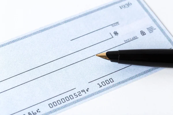 Cheque Pen Close — Stock Photo, Image