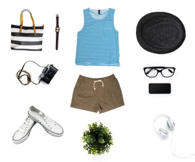 Beyaz arka plan üzerinde izole kadın giyim kolaj