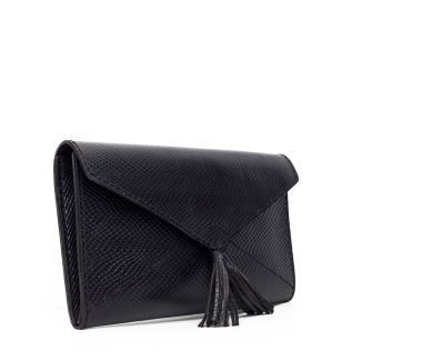 Beyaz arka plan üzerinde izole kadın deri el çantası 