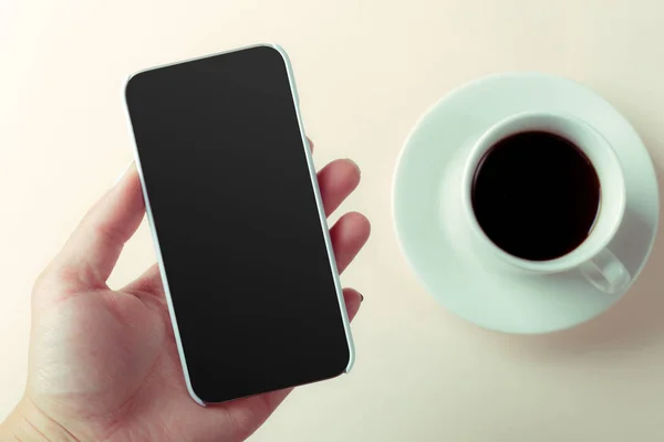 Smartphone Koffie Tafel — Stockfoto