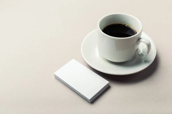 Carte Blanche Avec Tasse Café Avec Espace — Photo