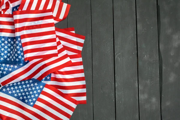 Banderas Americanas Sobre Fondo Madera — Foto de Stock