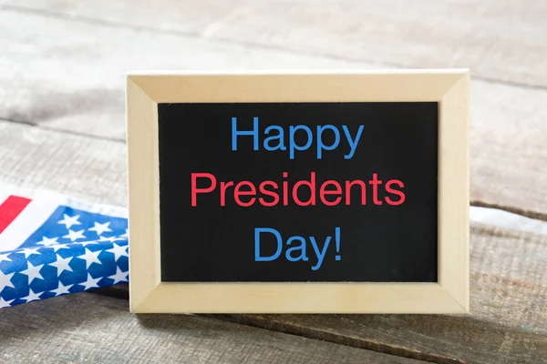 Prezidenti Šťastný Den Napsáno Tabuli Vlajka Spojených Států — Stock fotografie