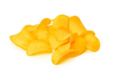 Patates cipsi beyaz arkaplanda izole.