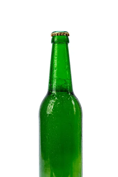 Fles Bier Geïsoleerd Witte Achtergrond — Stockfoto