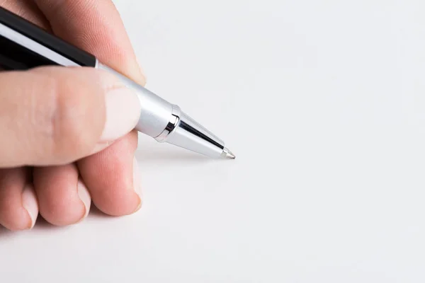 Pluma Mano Aislada Sobre Fondo Blanco Primer Plano — Foto de Stock