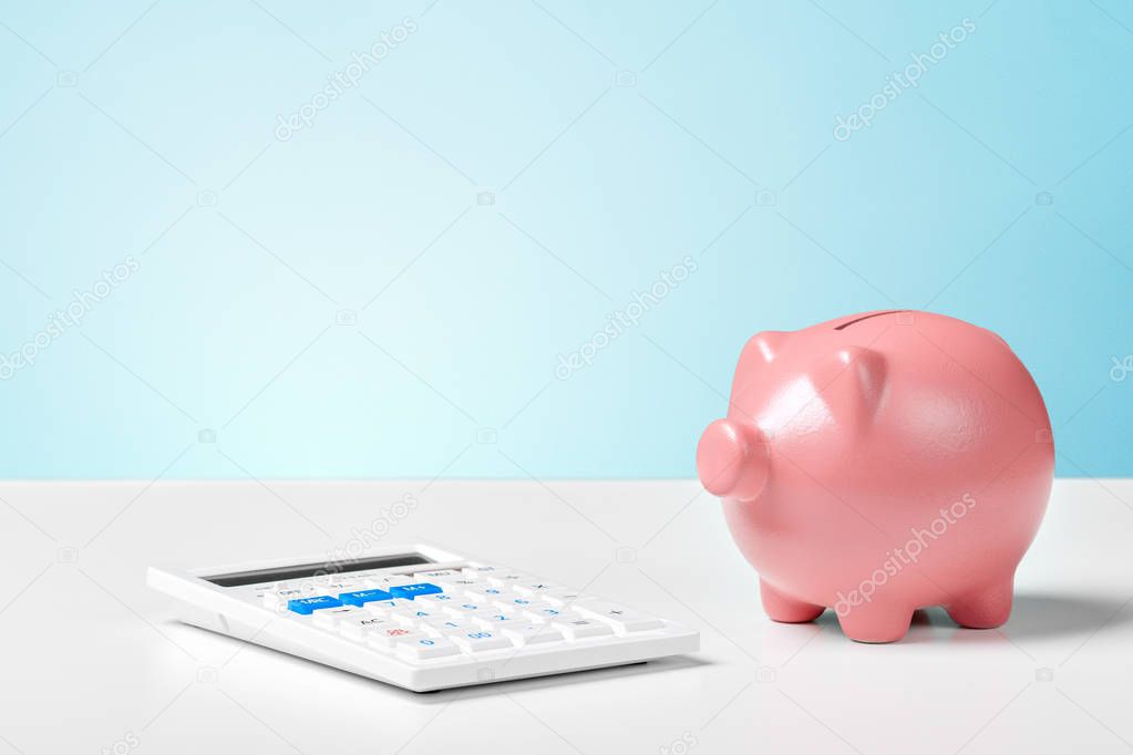 Pink Piggy Bank With Calculator