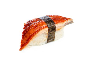 Japon Suşi beyaz zemin üzerine izole yakın çekim 