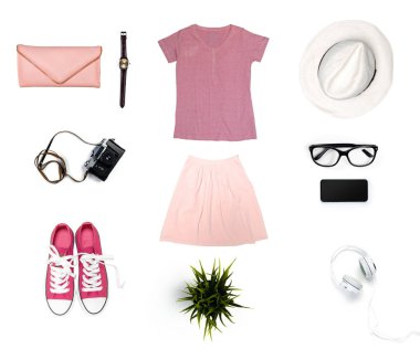 Beyaz arka plan üzerinde izole kadın giyim kolaj