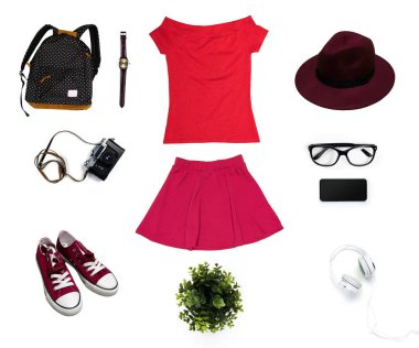 Beyaz arka plan üzerinde izole kadın giyim kolaj