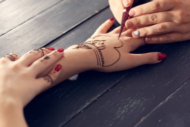 Mehndi eller üzerinde uygulama süreci