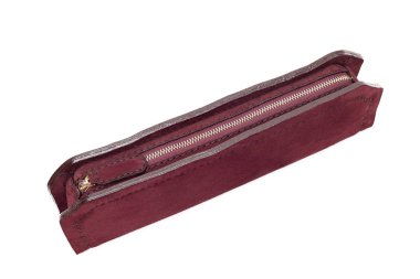 Beyaz arka plan üzerinde izole kadın deri el çantası 