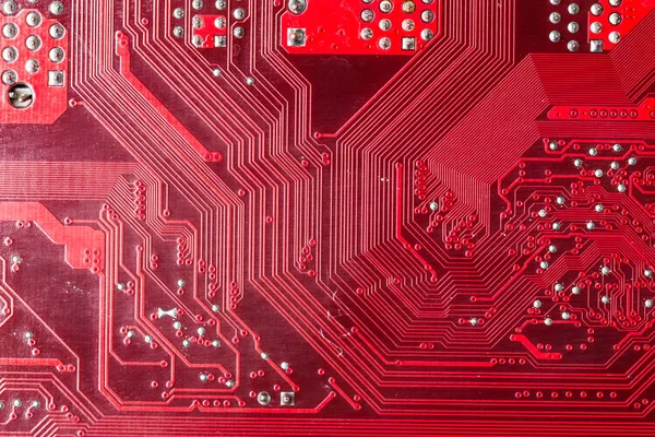 Primer Plano Del Chip Ordenador Rojo — Foto de Stock