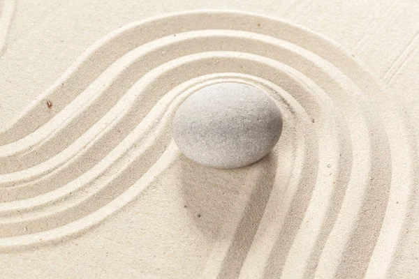 Japanischer Garten Zen Stein Auf Sand — Stockfoto