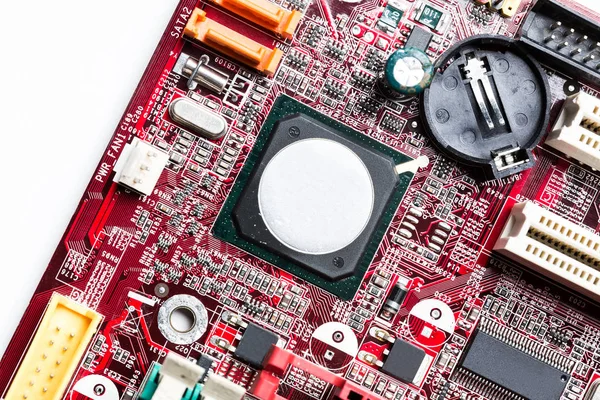 Fechar Chip Computador Vermelho — Fotografia de Stock