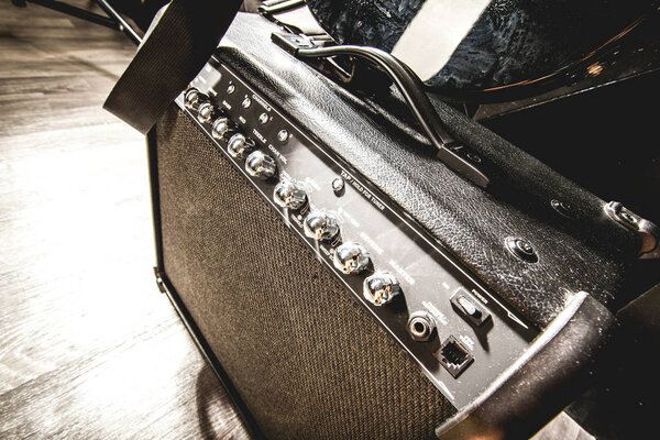 Close-up of guitar amplifier