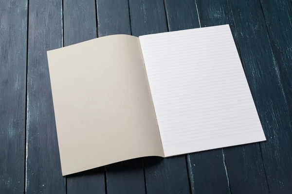 Cuaderno Blanco Mesa Vista Superior — Foto de Stock