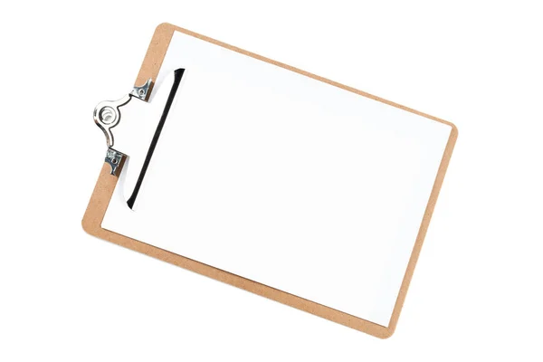 Classic Clipboard Blank White Paper Isolated Background — Stock Photo, Image