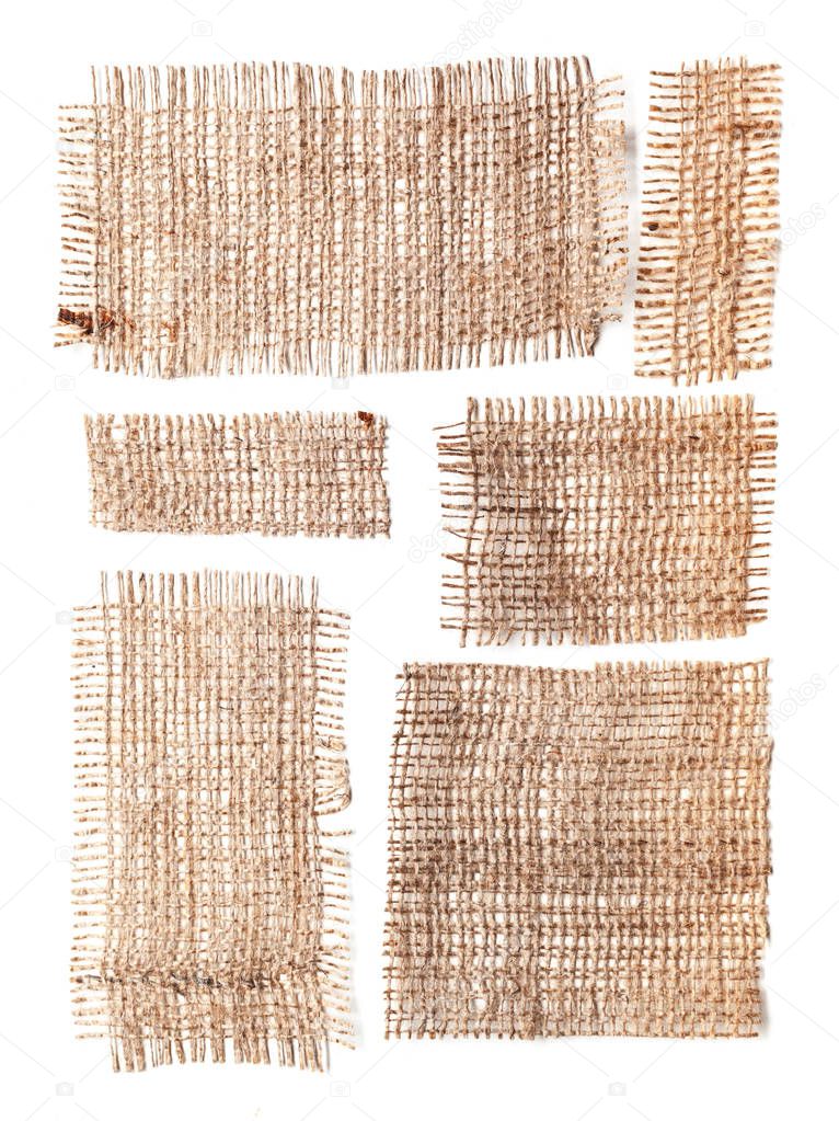 Sackcloth materials isolated on white