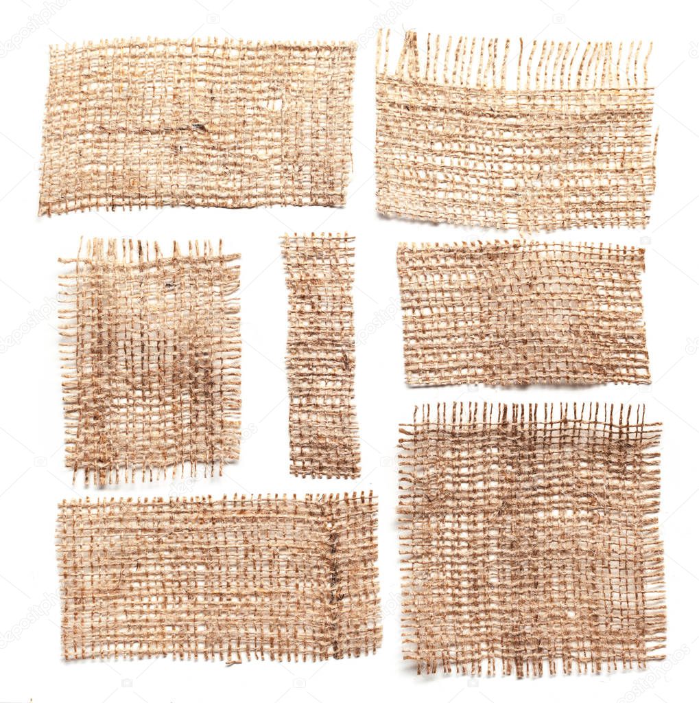 Sackcloth materials isolated on white