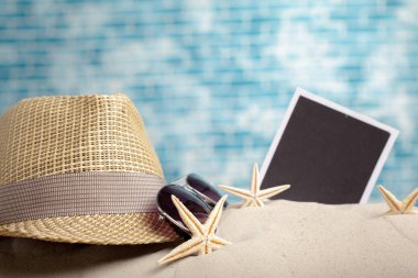 Fotoğraf çerçeveleri Plajı ile deniz kabuklarını