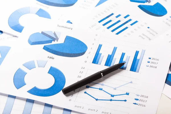 Vista Primer Plano Los Gráficos Gráficos Negocios —  Fotos de Stock