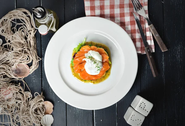 Laxsallad Bakgrund Närbild — Stockfoto