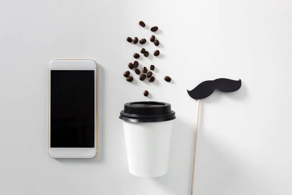 Cup of coffee on white. Branding element