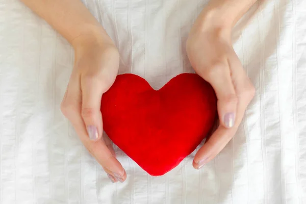 Close Red Heart Hands — Stock Photo, Image