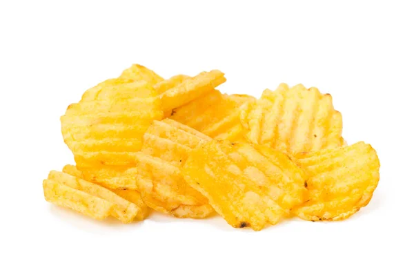Sárga Burgonya Chips Izolált Fehér Alapon — Stock Fotó