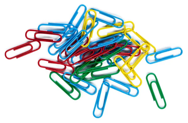 Collection Colorful Paper Clips Isolated White Background Stock Picture