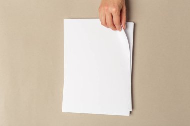 Kağıtları a4 boyutunda tutan el