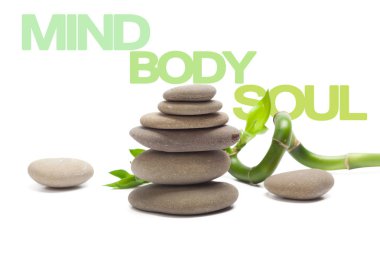 Taşlar üzerinde beyaz zemin üzerine masaj