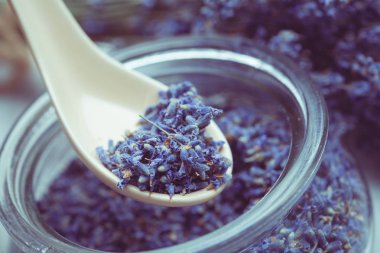 kaşık kuru lavanta çiçek
