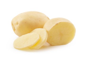 Beyaz arkaplanda izole edilmiş patates