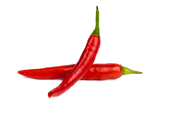Hot Red Peppers Isolated White Background Close — Stock Photo, Image