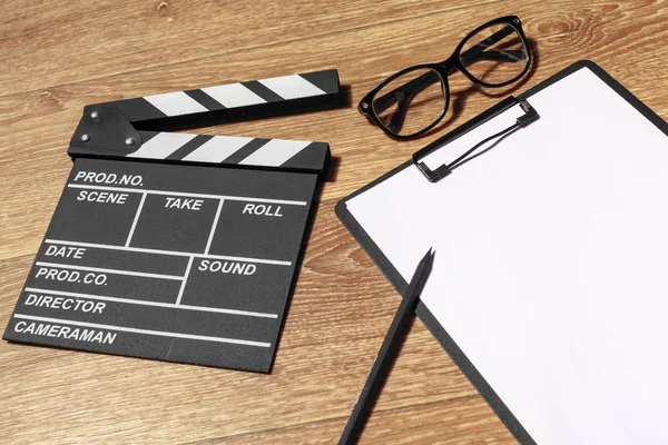 Film Clapper Board Table — Stock Photo, Image