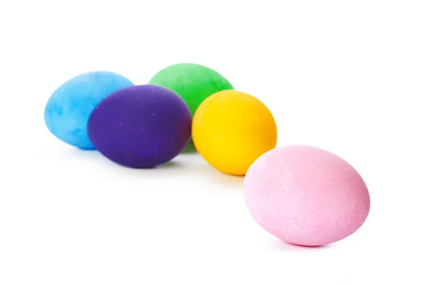 Huevos Coloridos Pascua Aislados Sobre Fondo Blanco — Foto de Stock