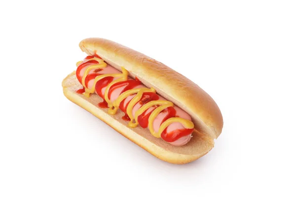 Čerstvý Hot Dog Izolované Bílém — Stock fotografie